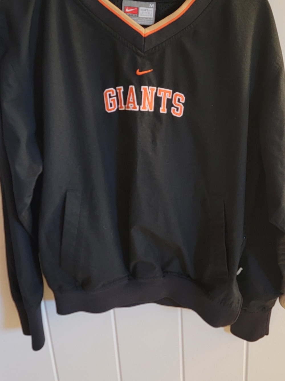 Nike Black Pullover Jacket with Orange Trim and GIANTS Logo